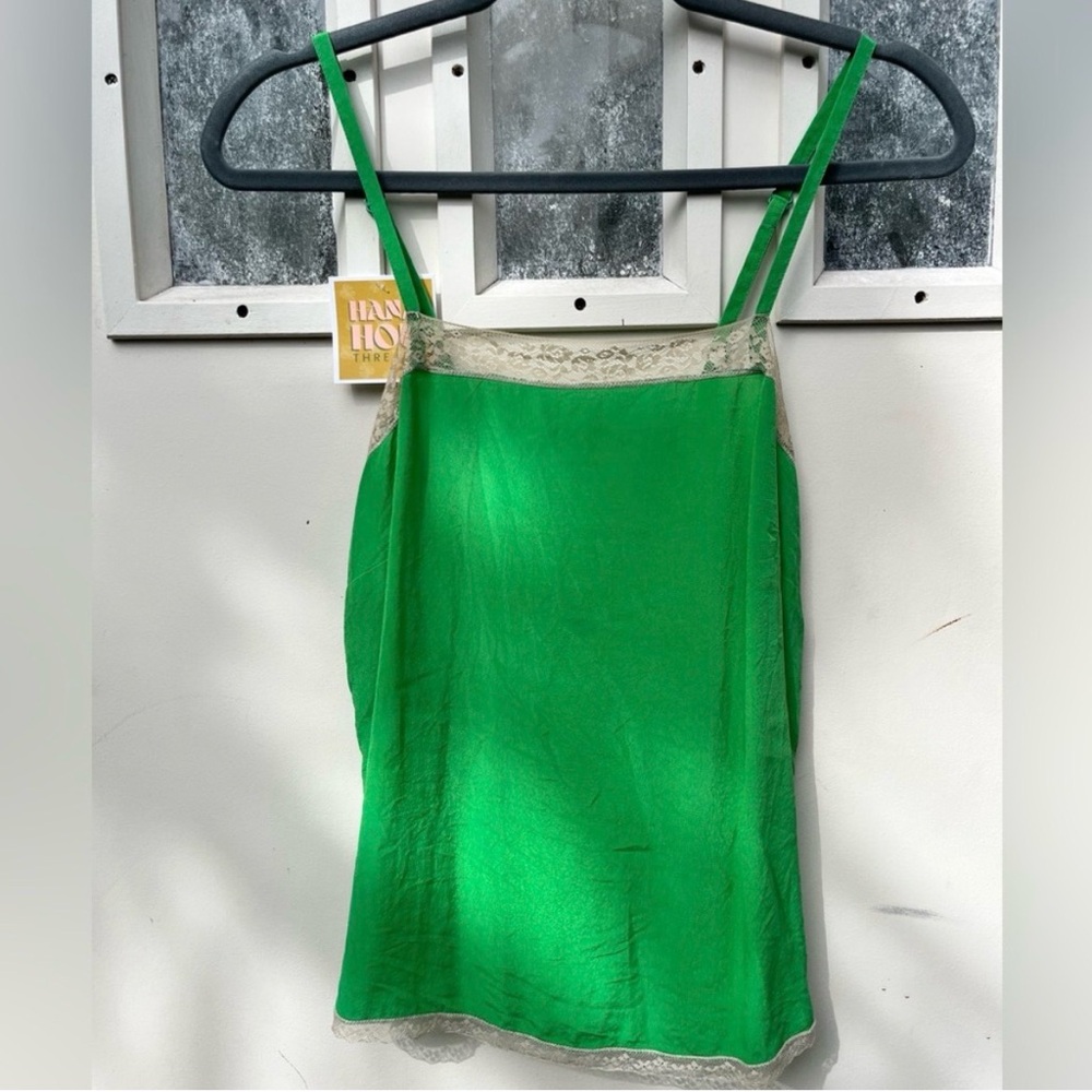 Zadig & Voltaire Vibrant Green Silk Cami with Lace